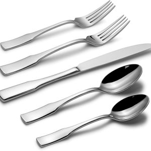 Alata Kate 30-Piece Silverware Set Stainless Steel Flatware Set,Service for 6,Mirror Polished Cutlery Set,Dishwasher Safe