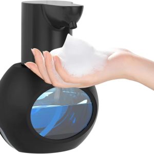 Automatic Foaming Soap Dispenser 15oz/420ml Foaming Hand Sanitizer Touchless Wall Mount with 4levels Adjustable Free Touch Electric Soap Dispenser Rechargeable with Sensor for Kitchen Bathroom Black